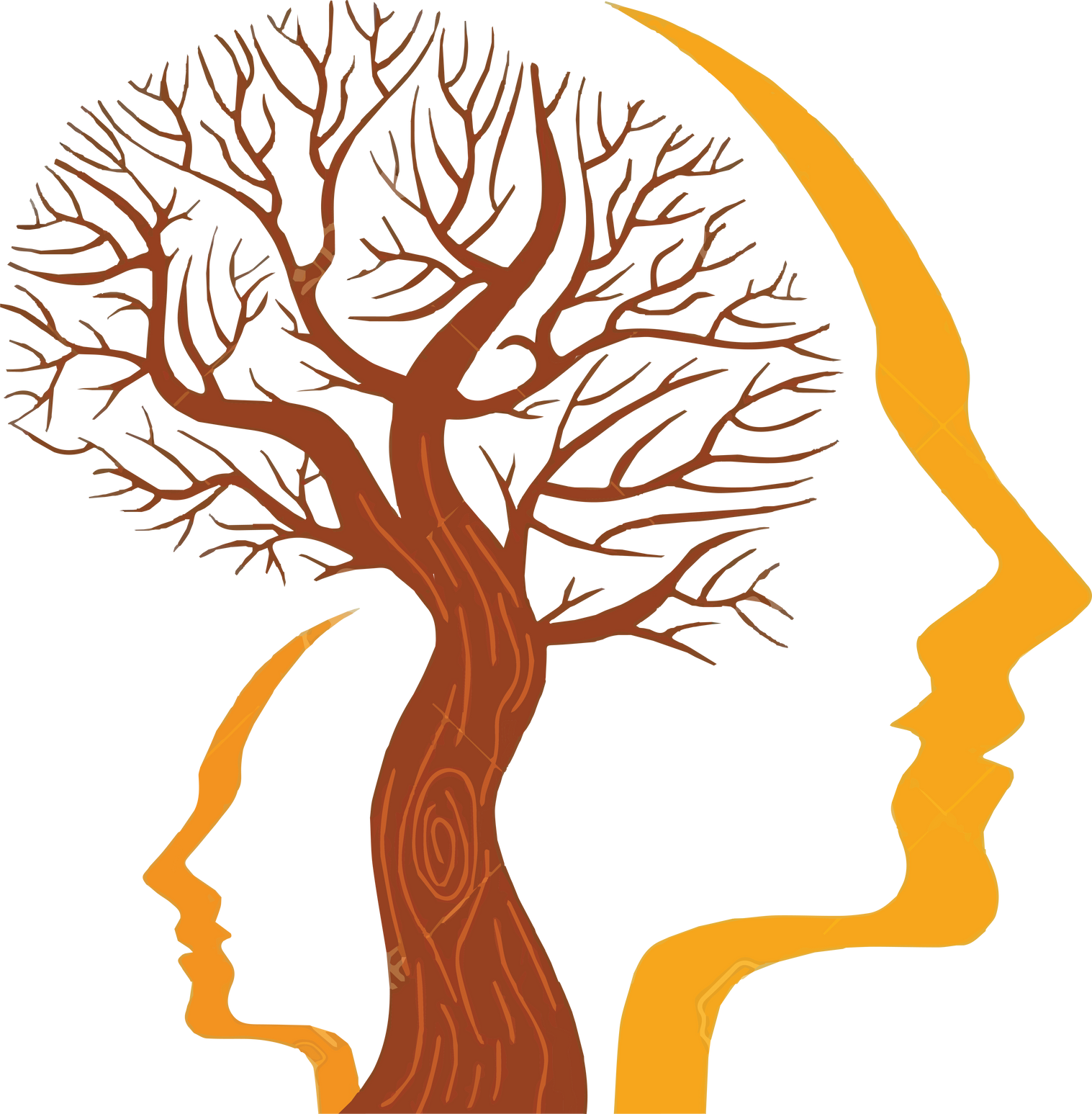 Psychology Logo Relationship Symbol Tree Icon Brain Face Man Woman Relationship Line Art Design